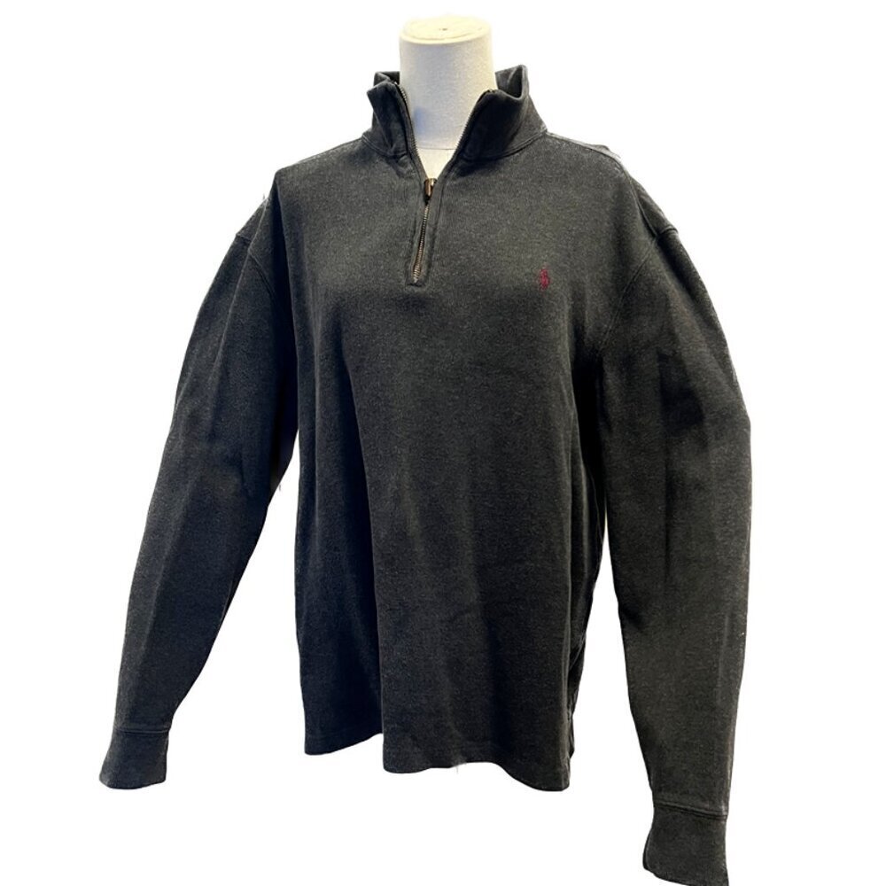 Polo Ralph Lauren Estate-Rib Quarter-Zip Pullover dark grey mens large cotton